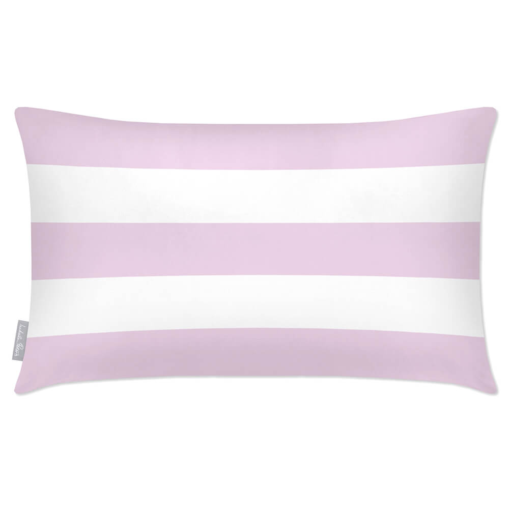 Outdoor Garden Waterproof Rectangle Cushion - 3 Stripes Horizontal - Peony Blush 50 x 30 cm by Izabela Peters