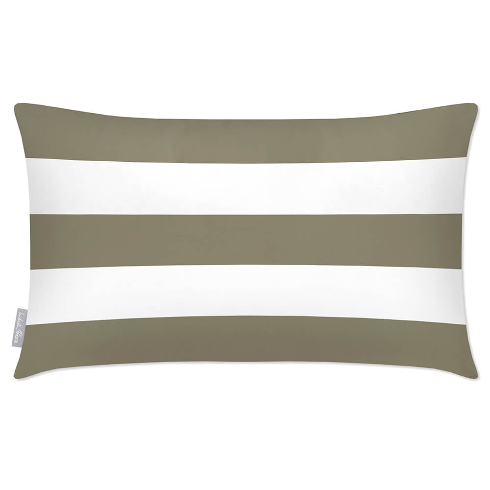 Outdoor Garden Waterproof Rectangle Cushion - 3 Stripes Horizontal - Martini Olive 50 x 30 cm by Izabela Peters