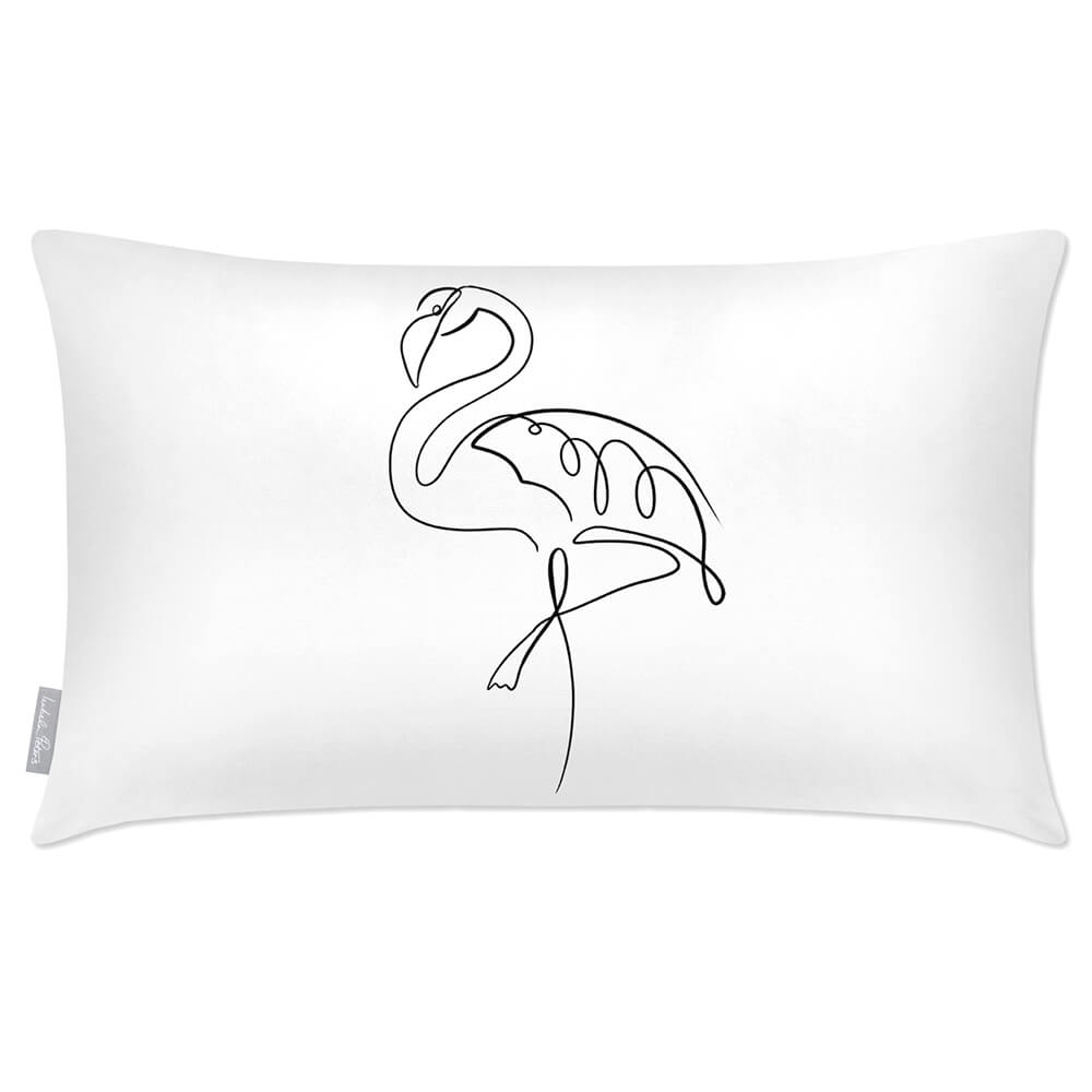 Outdoor Garden Waterproof Rectangle Cushion - Abstract Flamingo - White and Black 50 x 30 cm by Izabela Peters