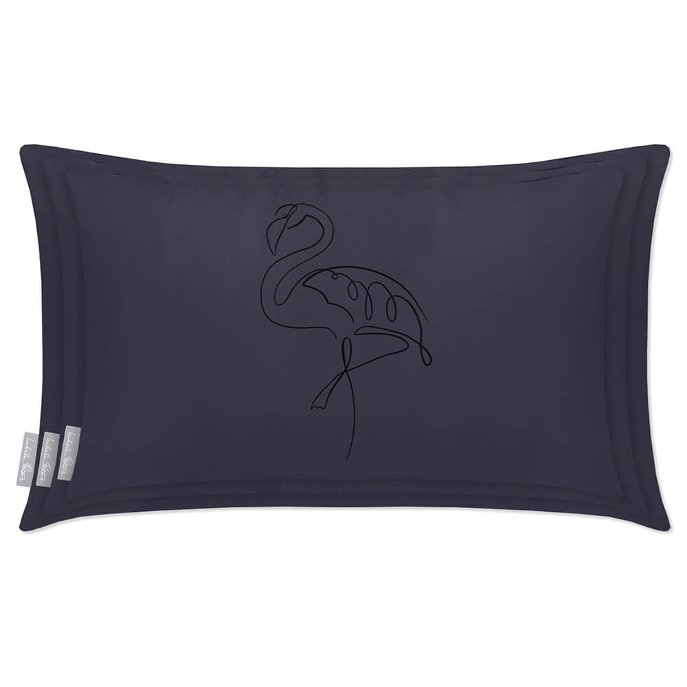 Outdoor Garden Waterproof Rectangle Cushion - Abstract Flamingo - Graphite 50 x 30 cm by Izabela Peters