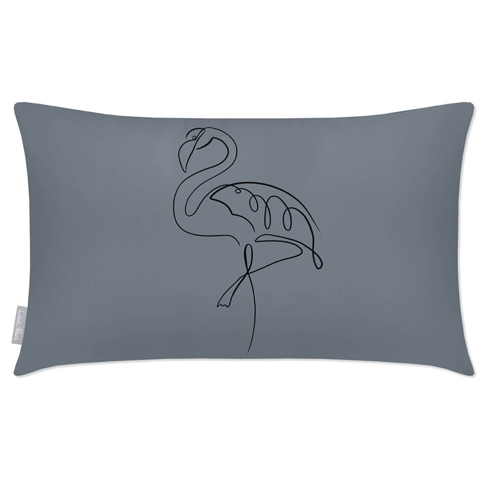 Outdoor Garden Waterproof Rectangle Cushion - Abstract Flamingo - French Grey 50 x 30 cm by Izabela Peters