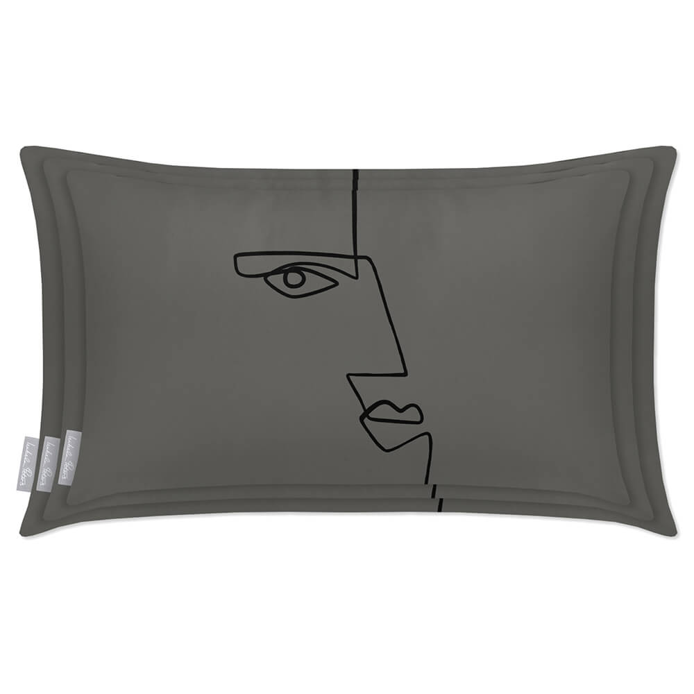Outdoor Garden Waterproof Rectangle Cushion - Angular Face - Beluga 50 x 30 cm by Izabela Peters