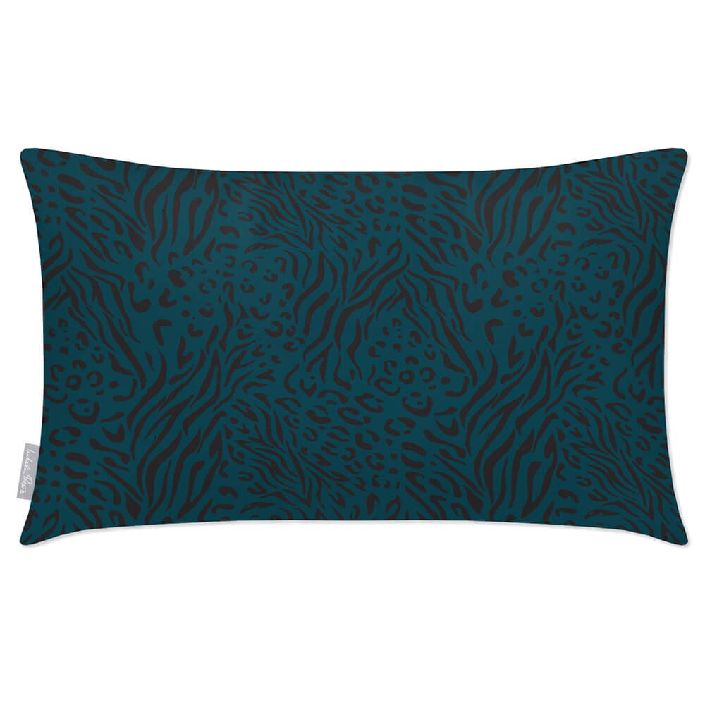 Outdoor Garden Waterproof Rectangle Cushion - Animal Fusion Print - Teal 50 x 30 cm by Izabela Peters