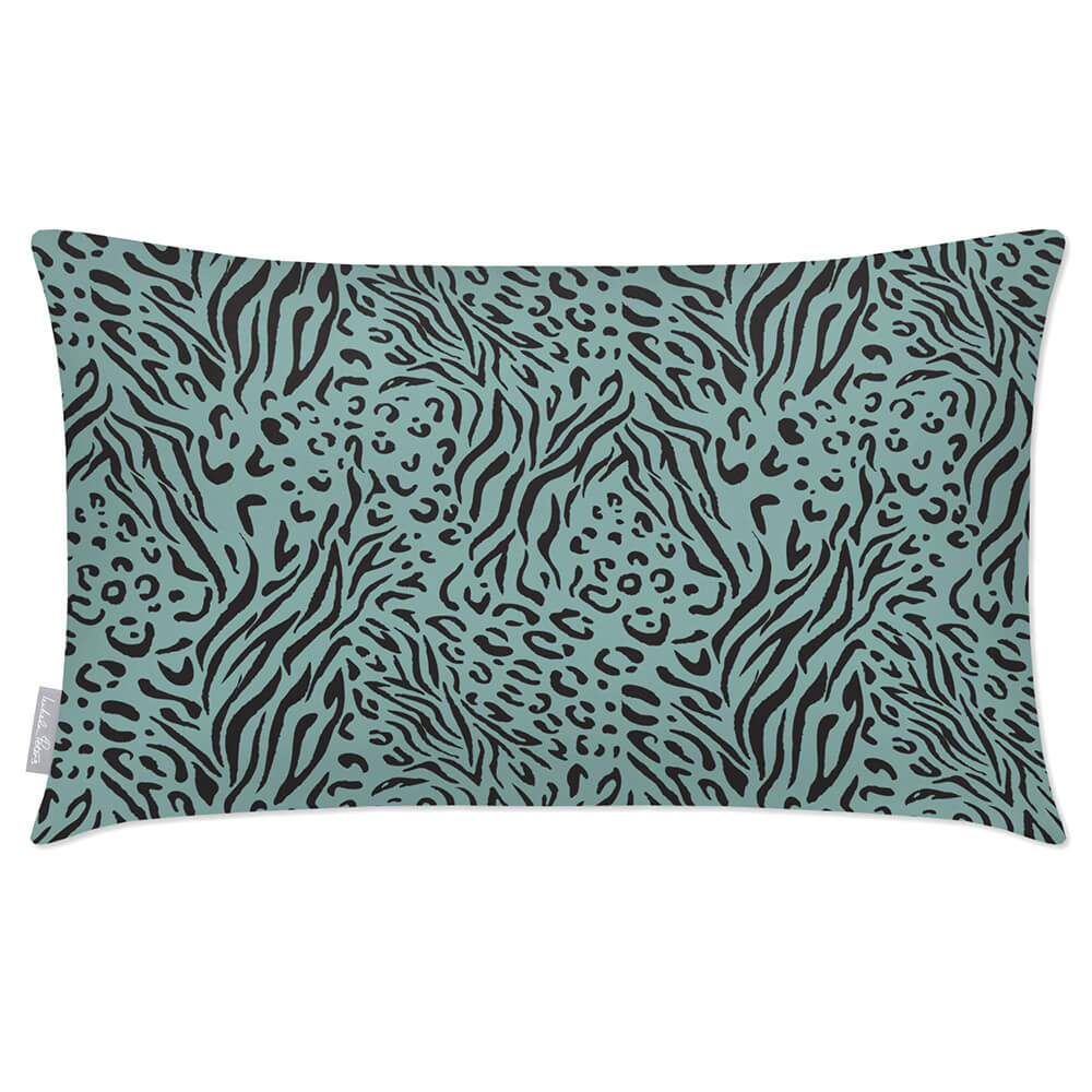 Outdoor Garden Waterproof Rectangle Cushion - Animal Fusion Print - Blue Surf 50 x 30 cm by Izabela Peters