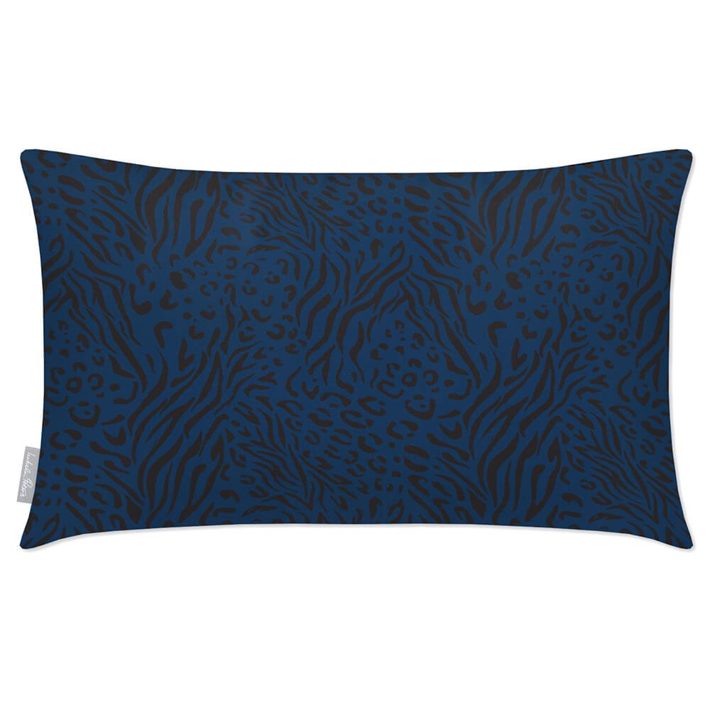 Outdoor Garden Waterproof Rectangle Cushion - Animal Fusion Print - Estate Blue 50 x 30 cm by Izabela Peters