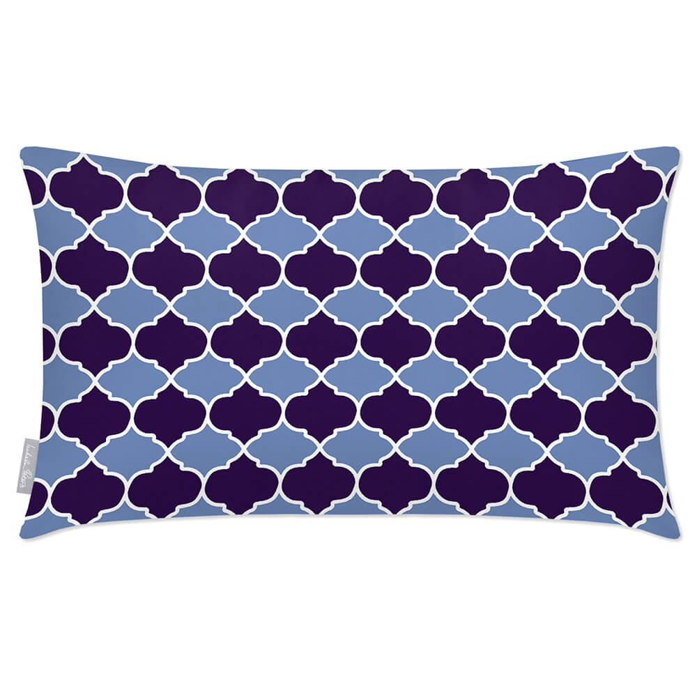 Outdoor Garden Waterproof Rectangle Cushion - Badi - Shades Of Blue 50 x 30 cm by Izabela Peters