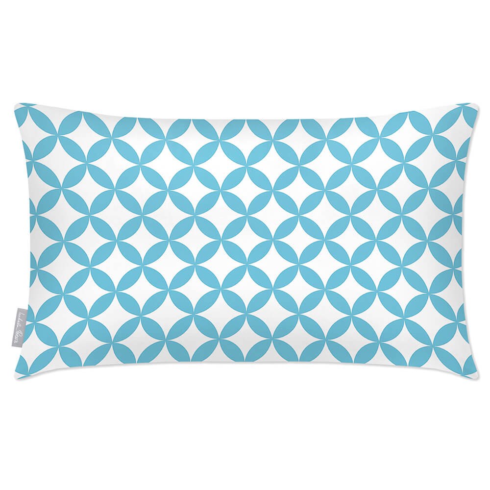 Outdoor Garden Waterproof Rectangle Cushion - Bahia - Celeste Blue And White 50 x 30 cm by Izabela Peters