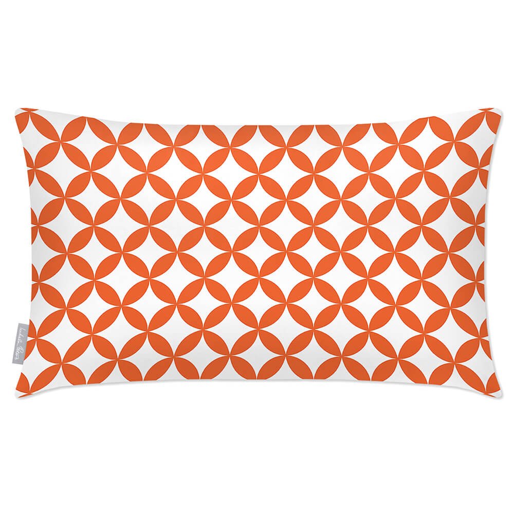 Outdoor Garden Waterproof Rectangle Cushion - Bahia - Morc Orange And White 50 x 30 cm by Izabela Peters