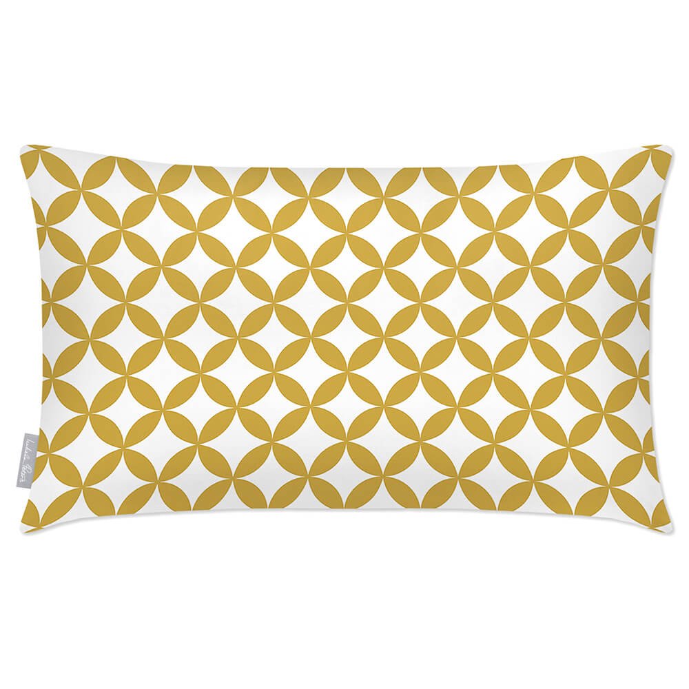 Outdoor Garden Waterproof Rectangle Cushion - Bahia - Mustard And White 50 x 30 cm by Izabela Peters