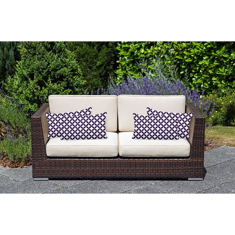 Outdoor Garden Waterproof Rectangle Cushion - Bahia - Morc Blue And White 50 x 30 cm by Izabela Peters