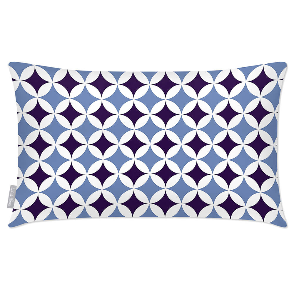 Outdoor Garden Waterproof Rectangle Cushion - Bahia - Shades Of Blue 50 x 30 cm by Izabela Peters