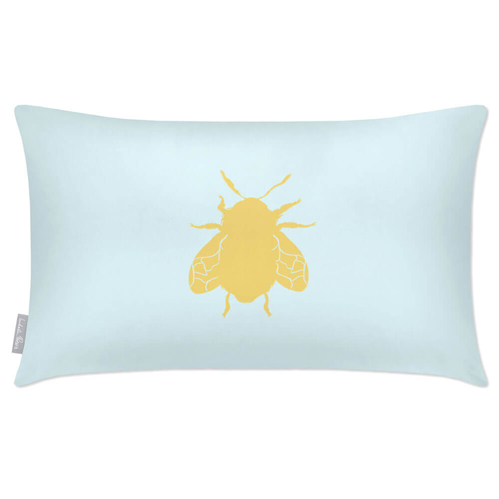 Outdoor Garden Waterproof Rectangle Cushion - Bee - Duck Egg 50 x 30 cm by Izabela Peters