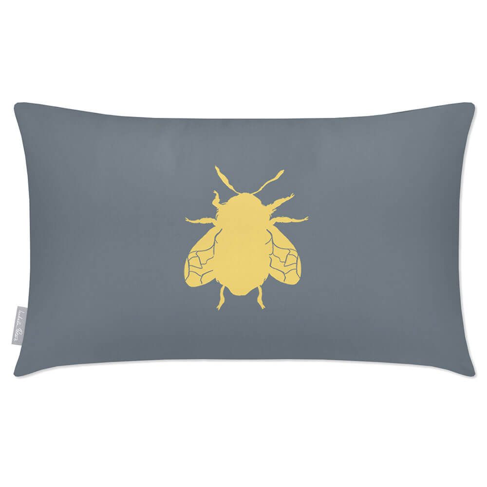 Outdoor Garden Waterproof Rectangle Cushion - Bee - French Grey 50 x 30 cm by Izabela Peters