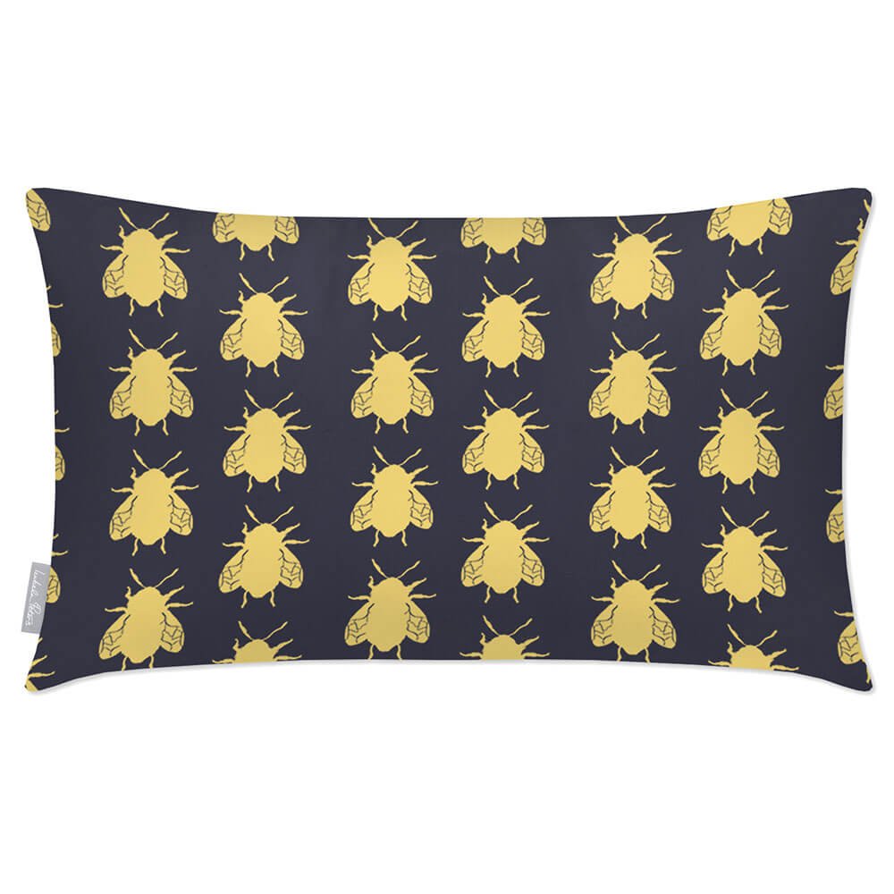 Outdoor Garden Waterproof Rectangle Cushion - Bees - Graphite 50 x 30 cm by Izabela Peters