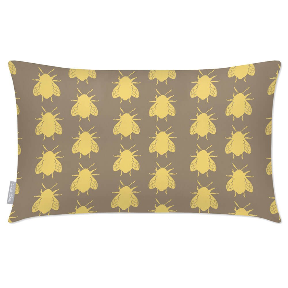 Outdoor Garden Waterproof Rectangle Cushion - Bees - Taupe 50 x 30 cm by Izabela Peters