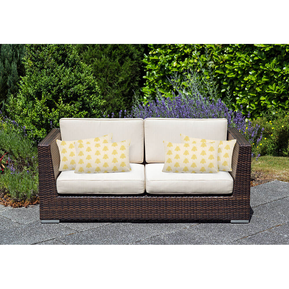 Outdoor Garden Waterproof Rectangle Cushion - Bees - Cream 50 x 30 cm by Izabela Peters