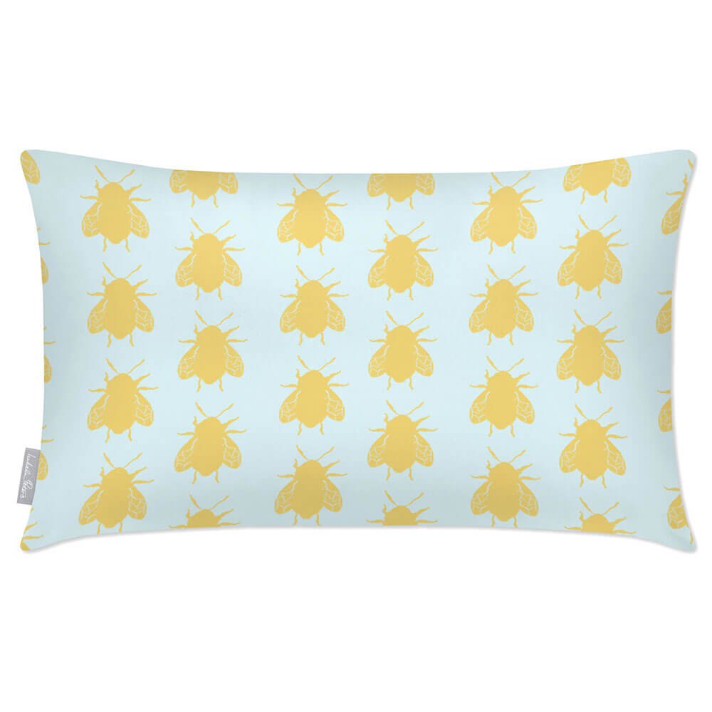 Outdoor Garden Waterproof Rectangle Cushion - Bees - Duck Egg 50 x 30 cm by Izabela Peters