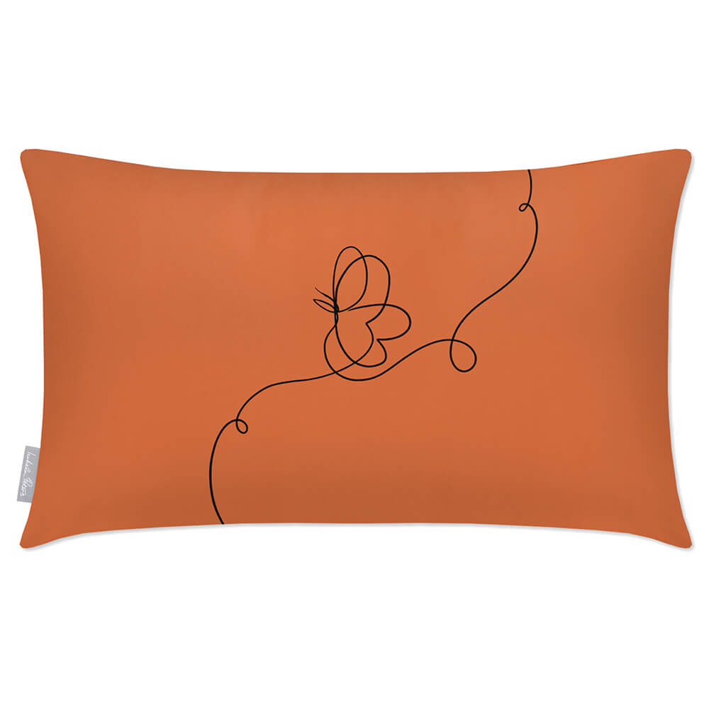 Outdoor Garden Waterproof Rectangle Cushion - Butterfly - Burnt Ochre 50 x 30 cm by Izabela Peters