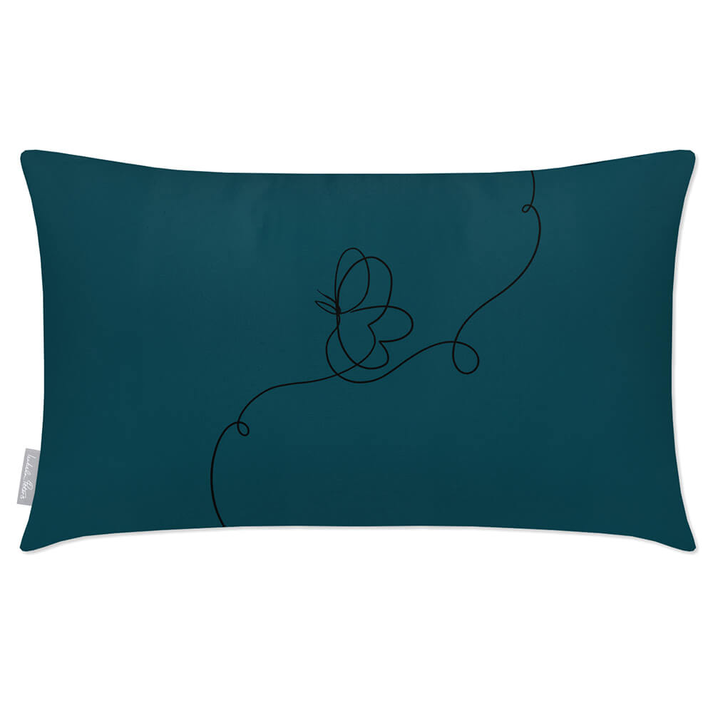 Outdoor Garden Waterproof Rectangle Cushion - Butterfly - Teal 50 x 30 cm by Izabela Peters