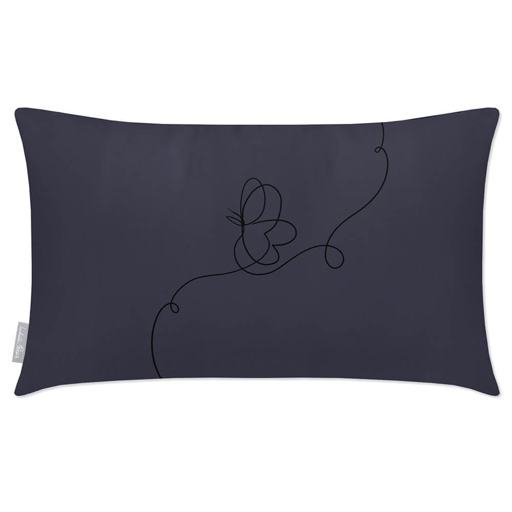 Outdoor Garden Waterproof Rectangle Cushion - Butterfly - Graphite 50 x 30 cm by Izabela Peters