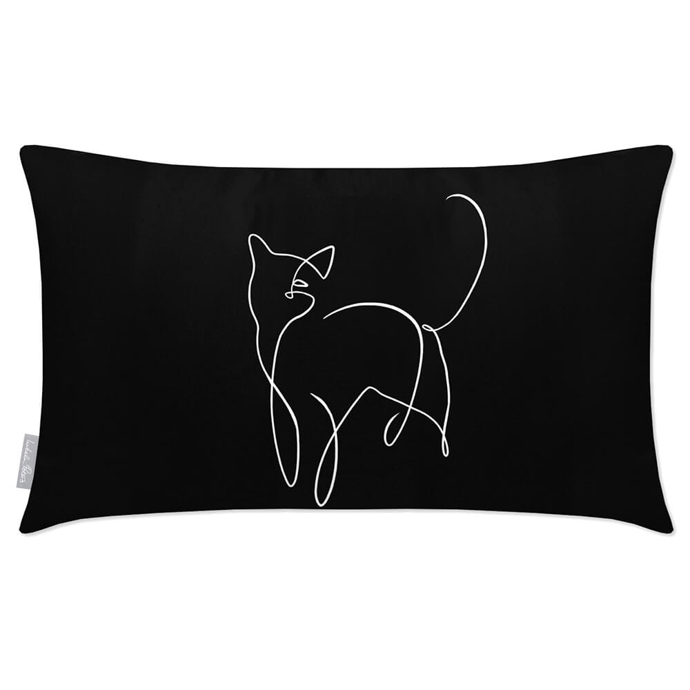 Outdoor Garden Waterproof Rectangle Cushion - Cat - Black And White 50 x 30 cm by Izabela Peters