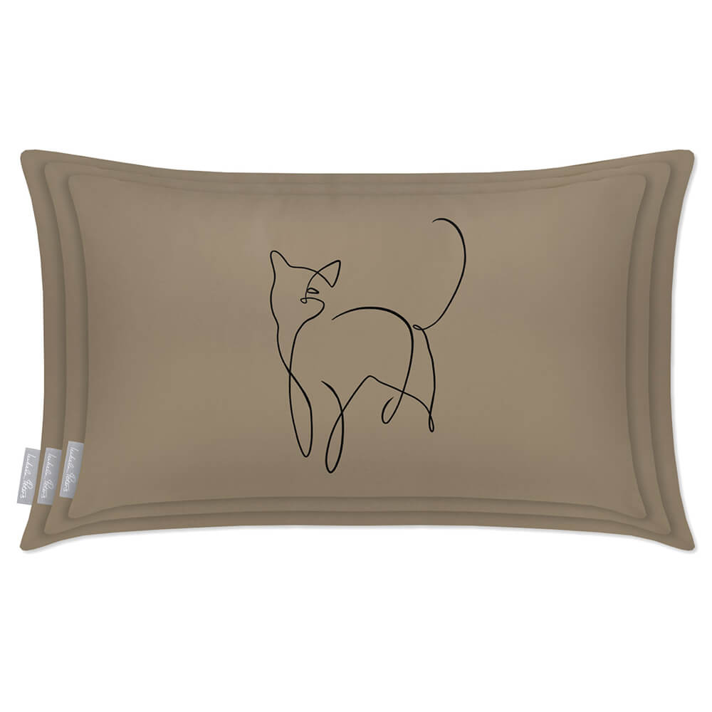 Outdoor Garden Waterproof Rectangle Cushion - Cat - Taupe 50 x 30 cm by Izabela Peters