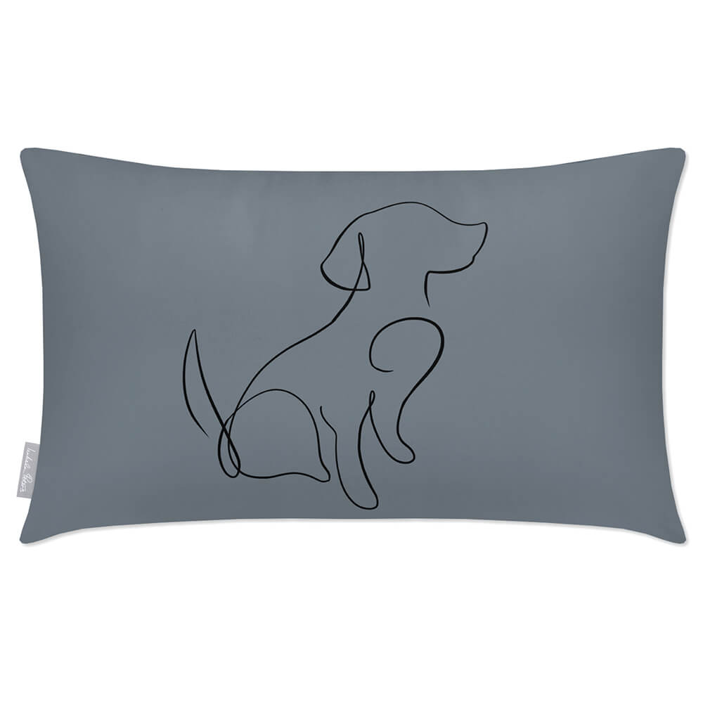 Outdoor Garden Waterproof Rectangle Cushion - Dog - French Grey 50 x 30 cm by Izabela Peters