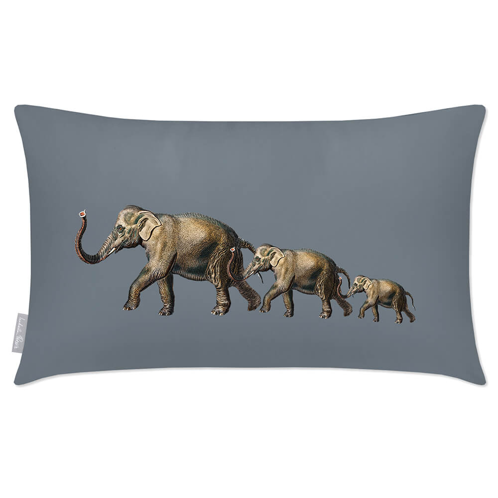 Outdoor Garden Waterproof Rectangle Cushion - Elephants - French Grey 50 x 30 cm by Izabela Peters