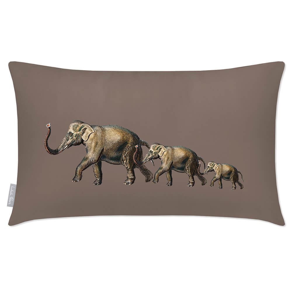 Outdoor Garden Waterproof Rectangle Cushion - Elephants - Dovedale Stone 50 x 30 cm by Izabela Peters