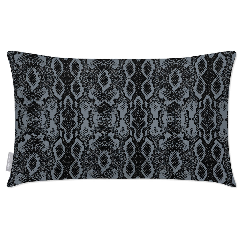 Outdoor Garden Waterproof Rectangle Cushion - Exotic Snake Print - French Grey 50 x 30 cm by Izabela Peters