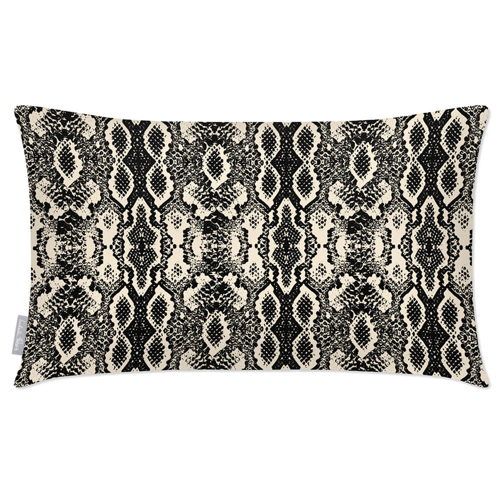Outdoor Garden Waterproof Rectangle Cushion - Exotic Snake Print - Ivory Cream 50 x 30 cm by Izabela Peters