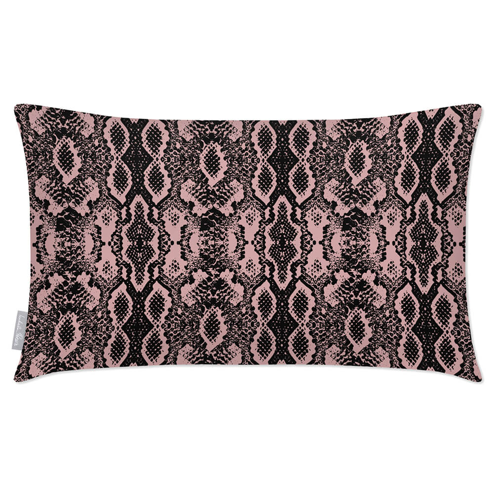 Outdoor Garden Waterproof Rectangle Cushion - Exotic Snake Print - Rosewater 50 x 30 cm by Izabela Peters