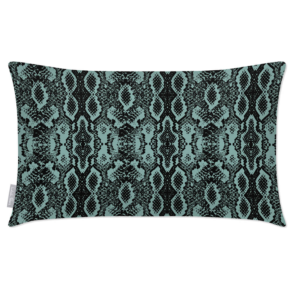 Outdoor Garden Waterproof Rectangle Cushion - Exotic Snake Print - Blue Surf 50 x 30 cm by Izabela Peters