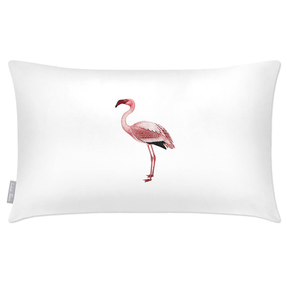 Outdoor Garden Waterproof Rectangle Cushion - Flamingo - White 50 x 30 cm by Izabela Peters