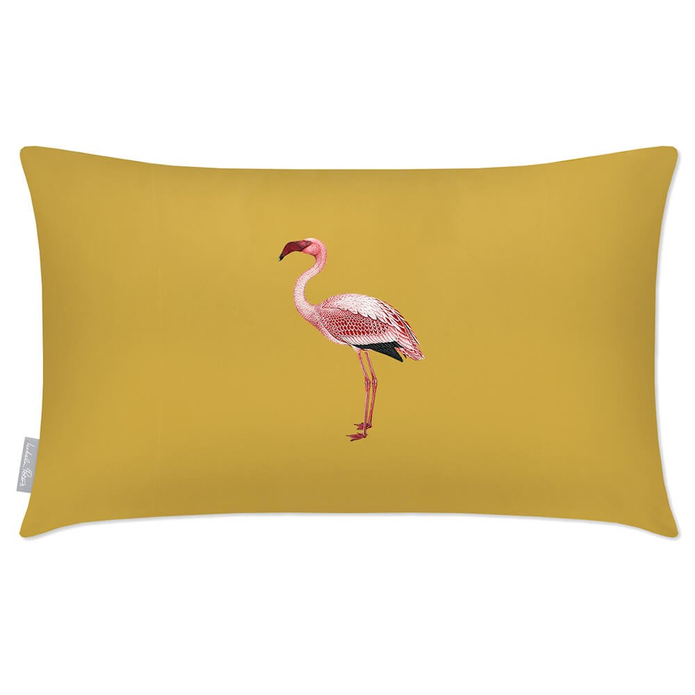 Outdoor Garden Waterproof Rectangle Cushion - Flamingo - Mustard 50 x 30 cm by Izabela Peters