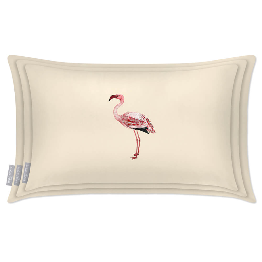 Outdoor Garden Waterproof Rectangle Cushion - Flamingo - Cream 50 x 30 cm by Izabela Peters