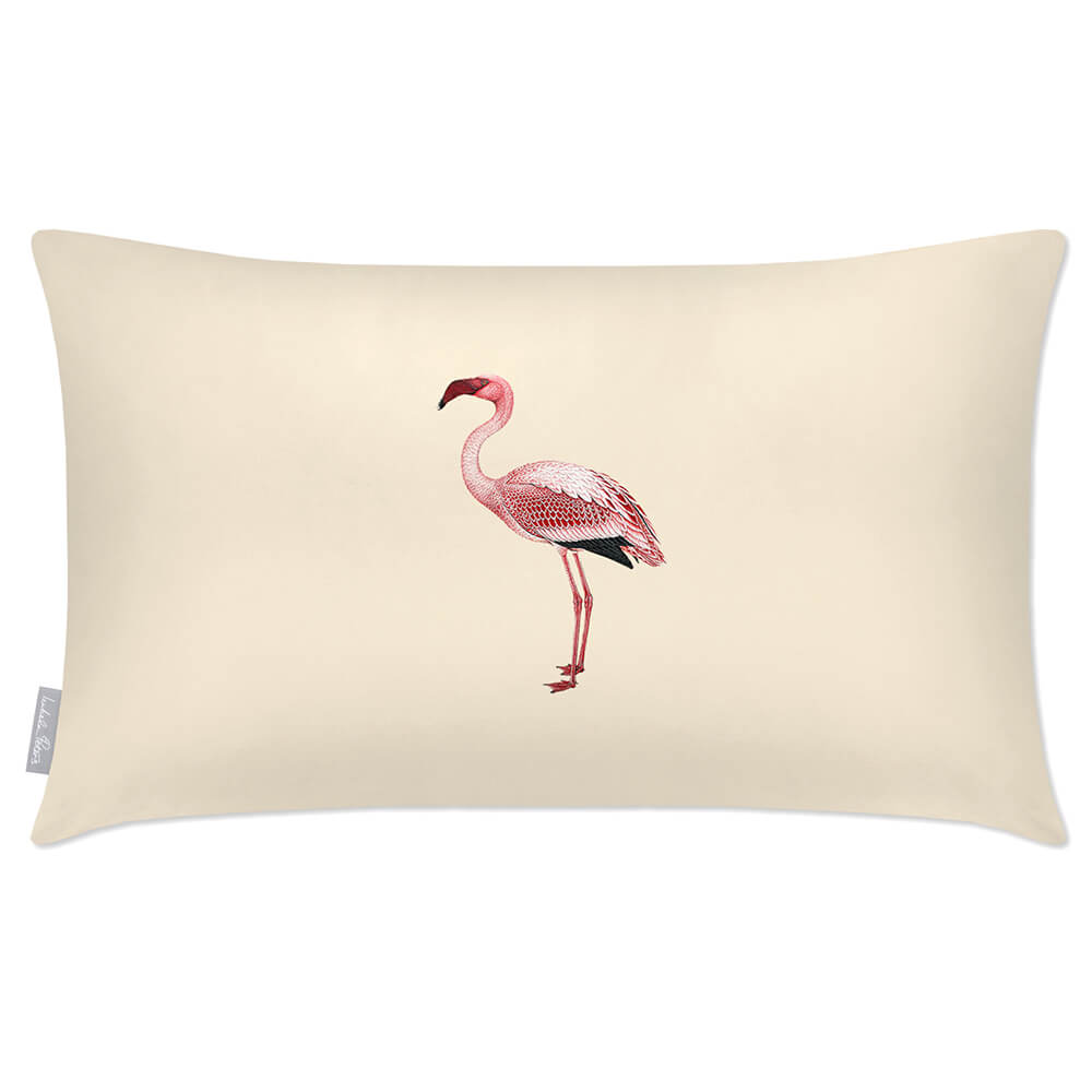 Outdoor Garden Waterproof Rectangle Cushion - Flamingo - Cream 50 x 30 cm by Izabela Peters