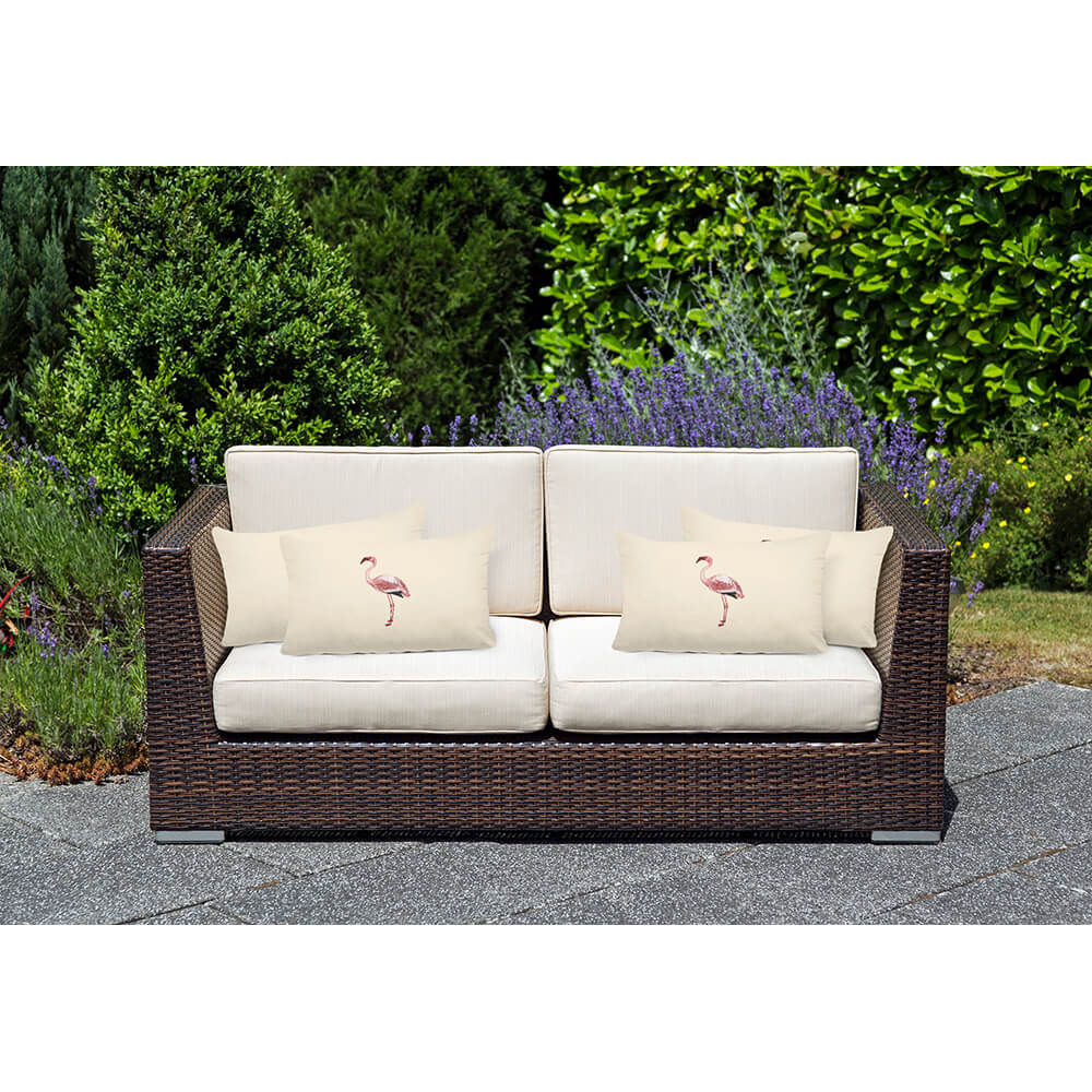 Outdoor Garden Waterproof Rectangle Cushion - Flamingo - Cream 50 x 30 cm by Izabela Peters