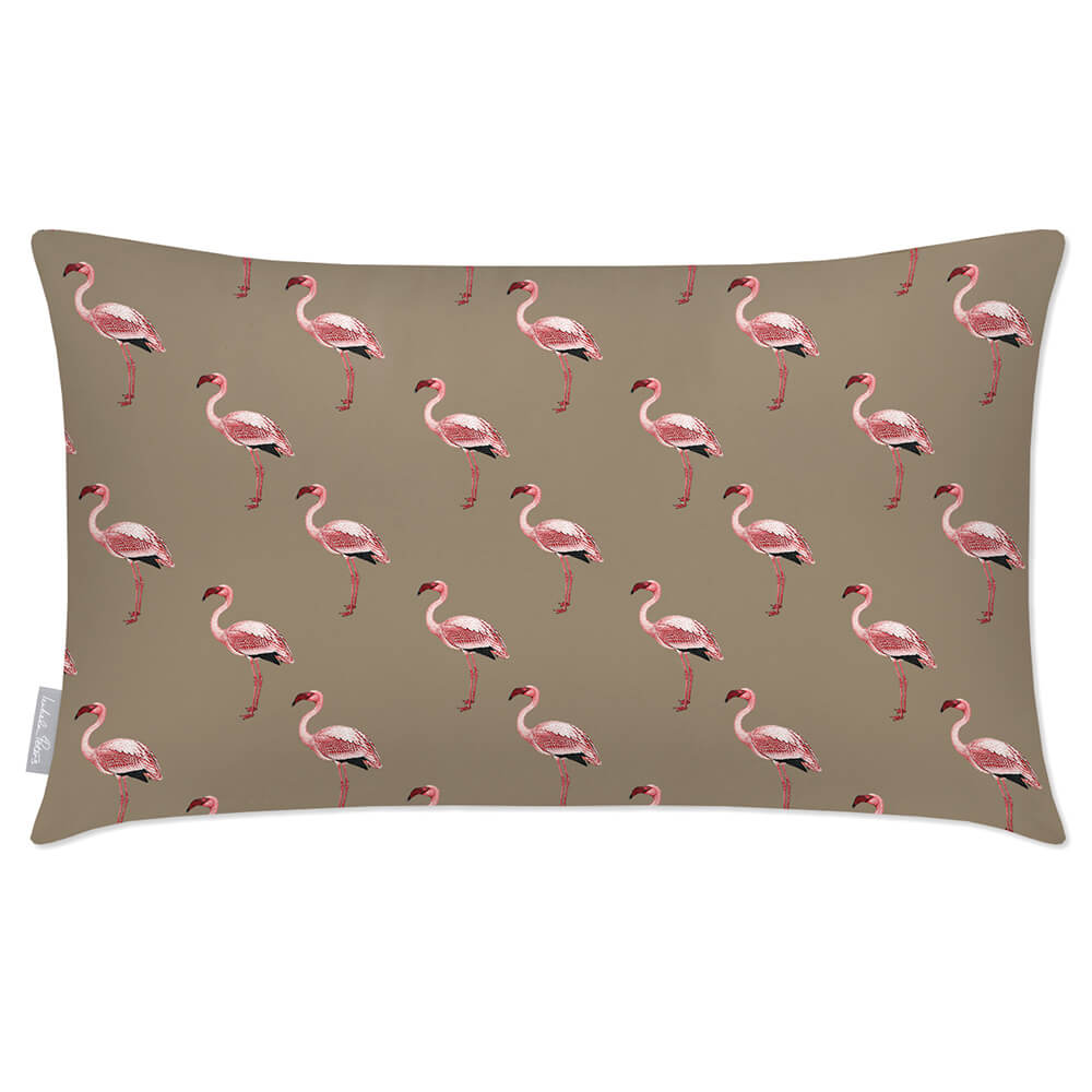 Outdoor Garden Waterproof Rectangle Cushion - Flamingos - Taupe 50 x 30 cm by Izabela Peters