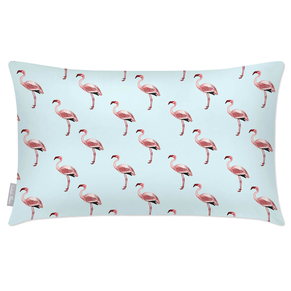 Outdoor Garden Waterproof Rectangle Cushion - Flamingos - Duck Egg 50 x 30 cm by Izabela Peters