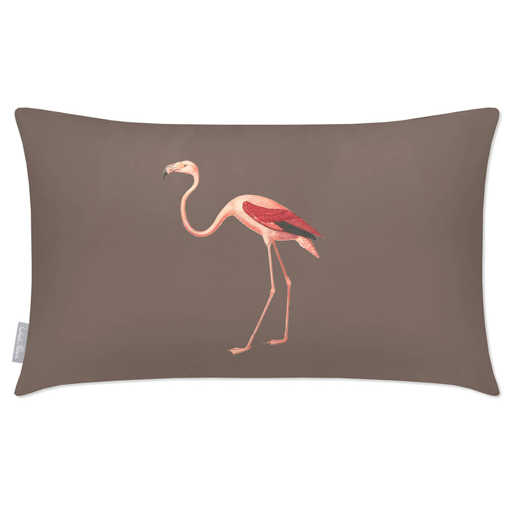 Outdoor Garden Waterproof Rectangle Cushion - Flora and Fauna Flamingo - Dovedale Stone 50 x 30 cm by Izabela Peters