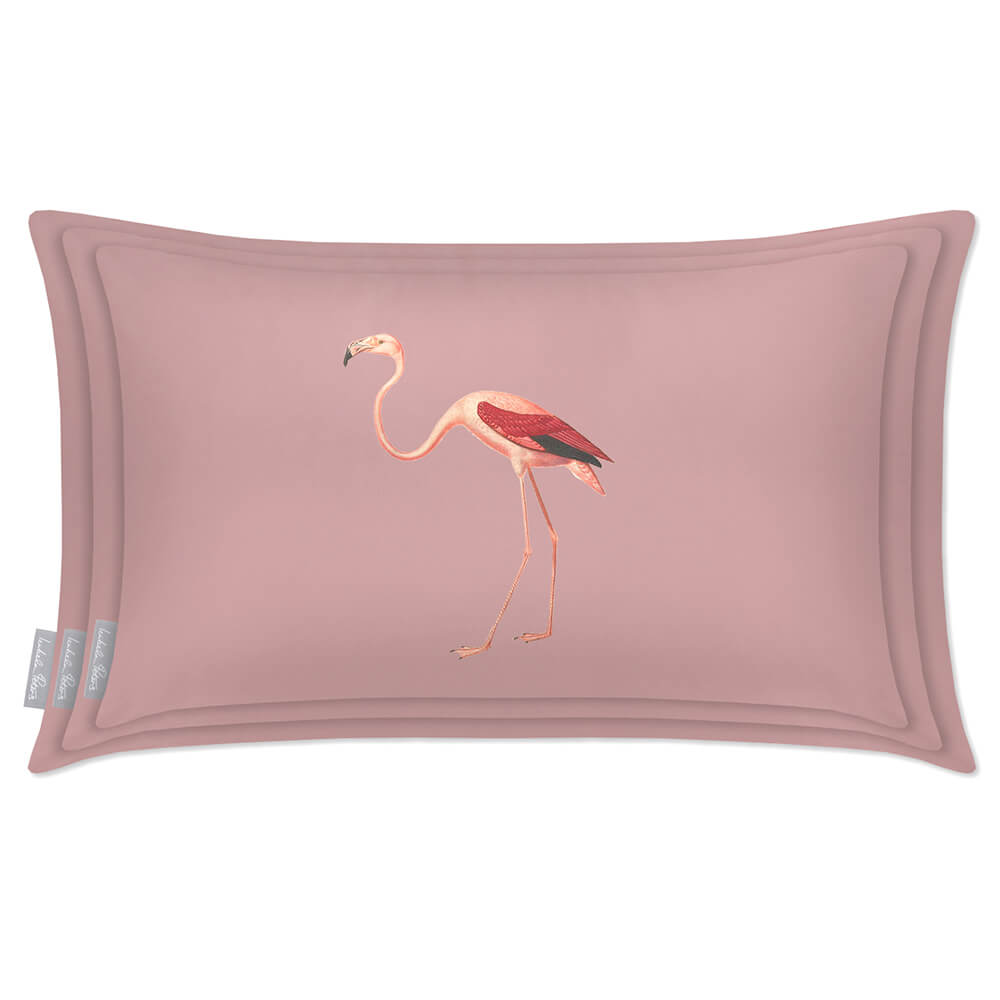 Outdoor Garden Waterproof Rectangle Cushion - Flora and Fauna Flamingo - Rosewater 50 x 30 cm by Izabela Peters