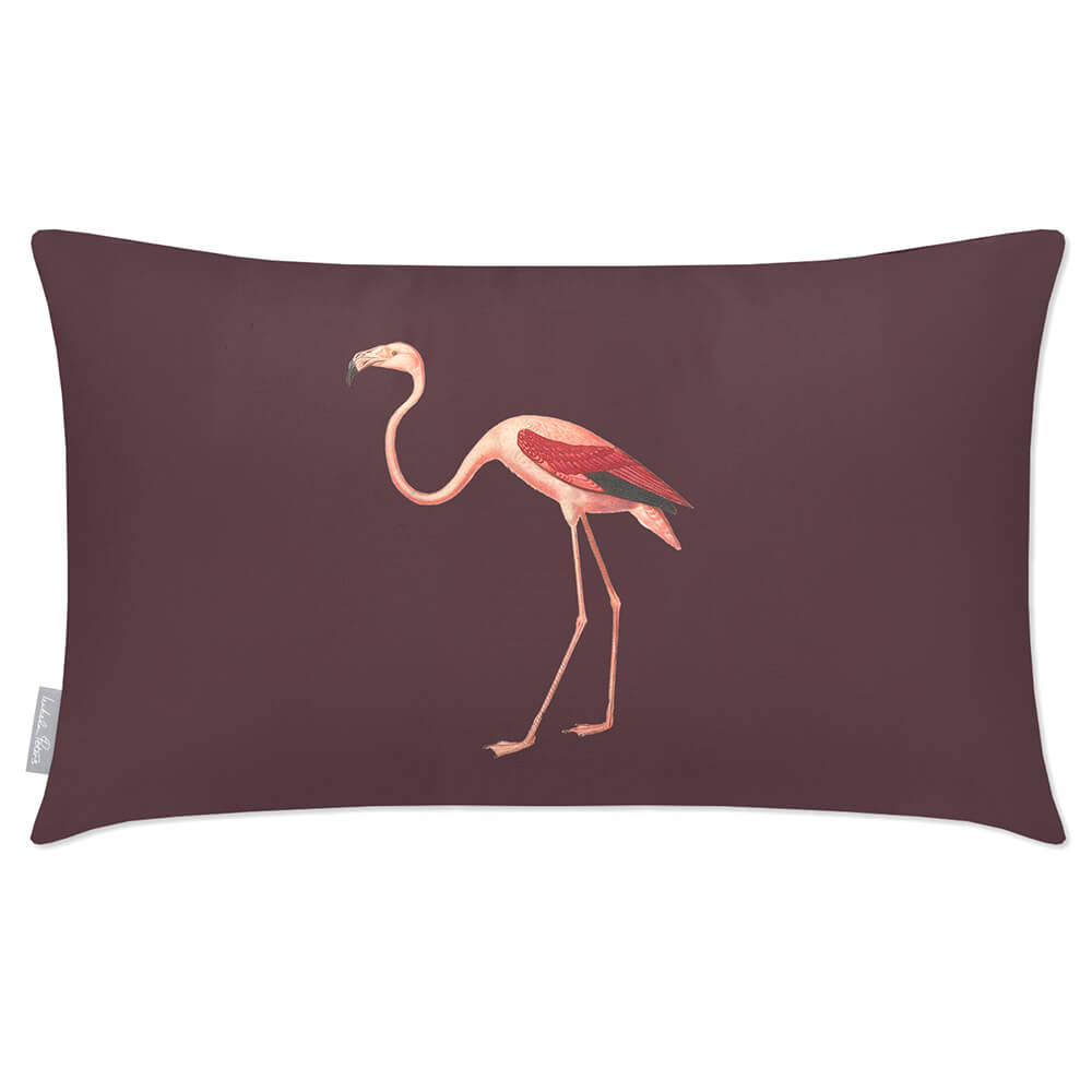 Outdoor Garden Waterproof Rectangle Cushion - Flora and Fauna Flamingo - Italian Grape 50 x 30 cm by Izabela Peters