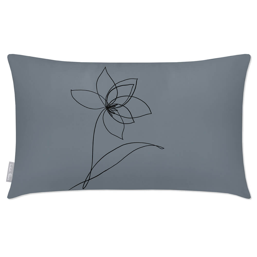 Outdoor Garden Waterproof Rectangle Cushion - Flower - French Grey 50 x 30 cm by Izabela Peters