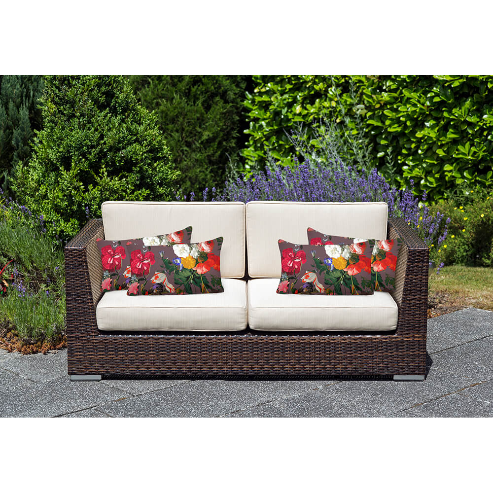Outdoor Garden Waterproof Rectangle Cushion - Garden Bouquet - Italian Grape 50 x 30 cm by Izabela Peters