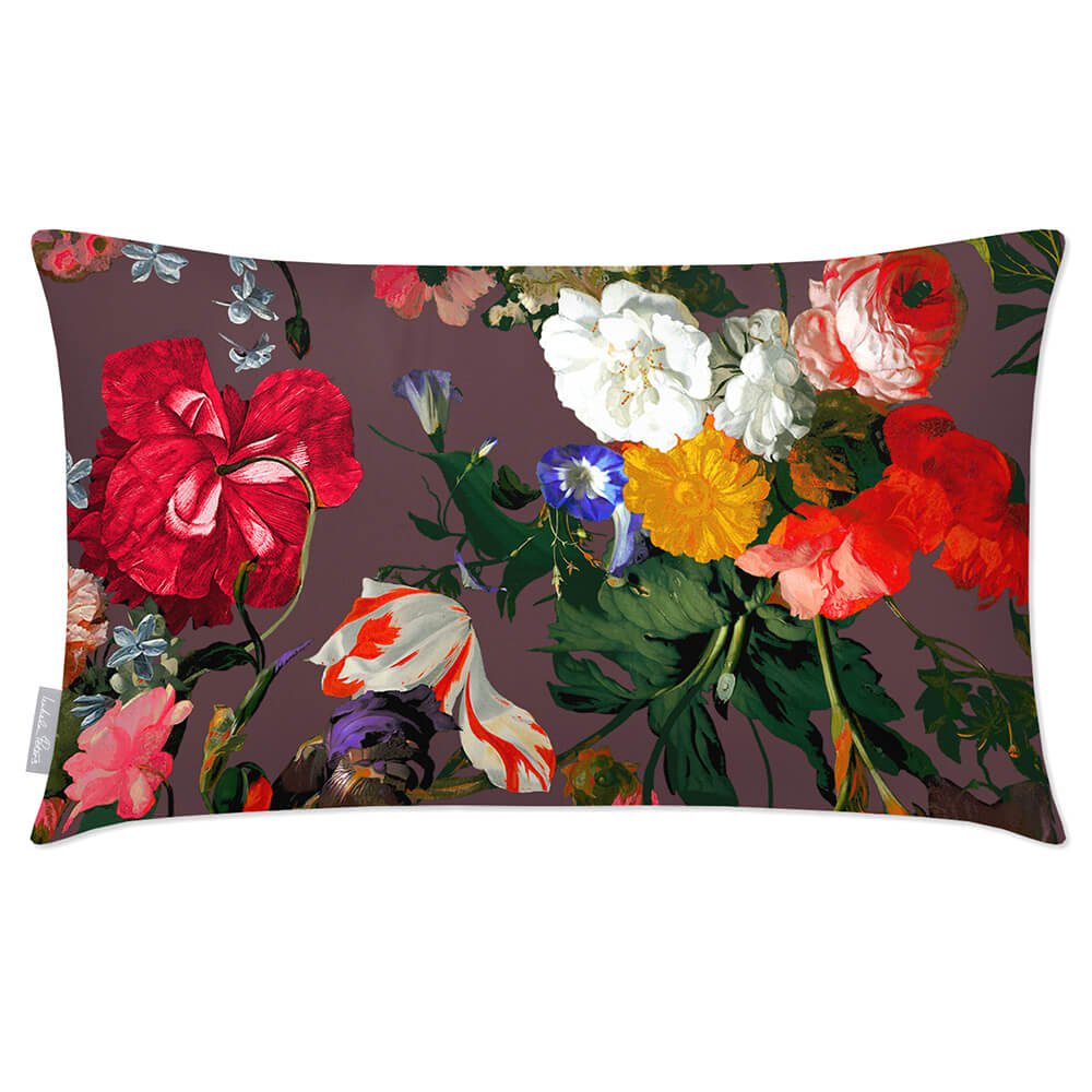 Outdoor Garden Waterproof Rectangle Cushion - Garden Bouquet - Italian Grape 50 x 30 cm by Izabela Peters