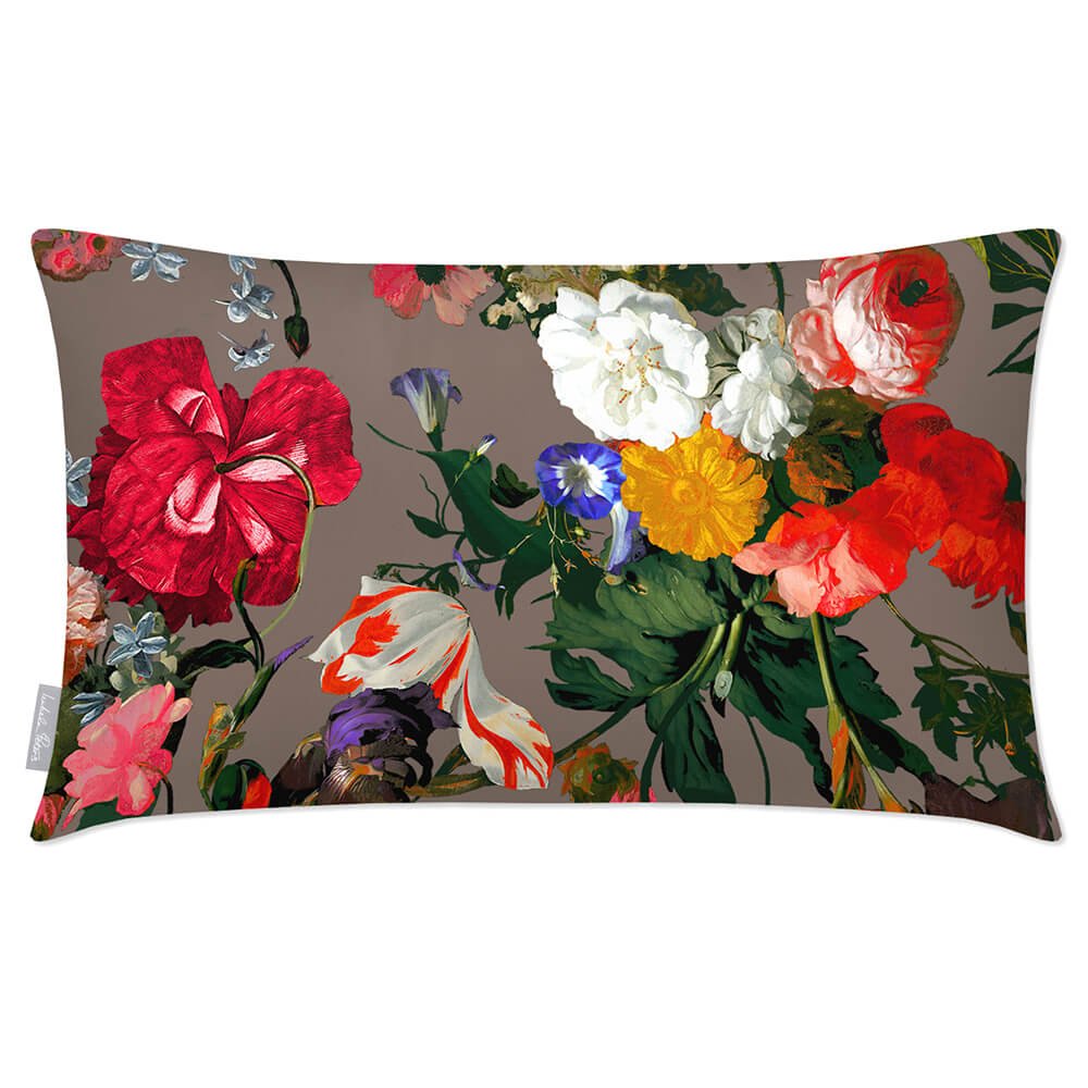 Outdoor Garden Waterproof Rectangle Cushion - Garden Bouquet - Dovedale Stone 50 x 30 cm by Izabela Peters