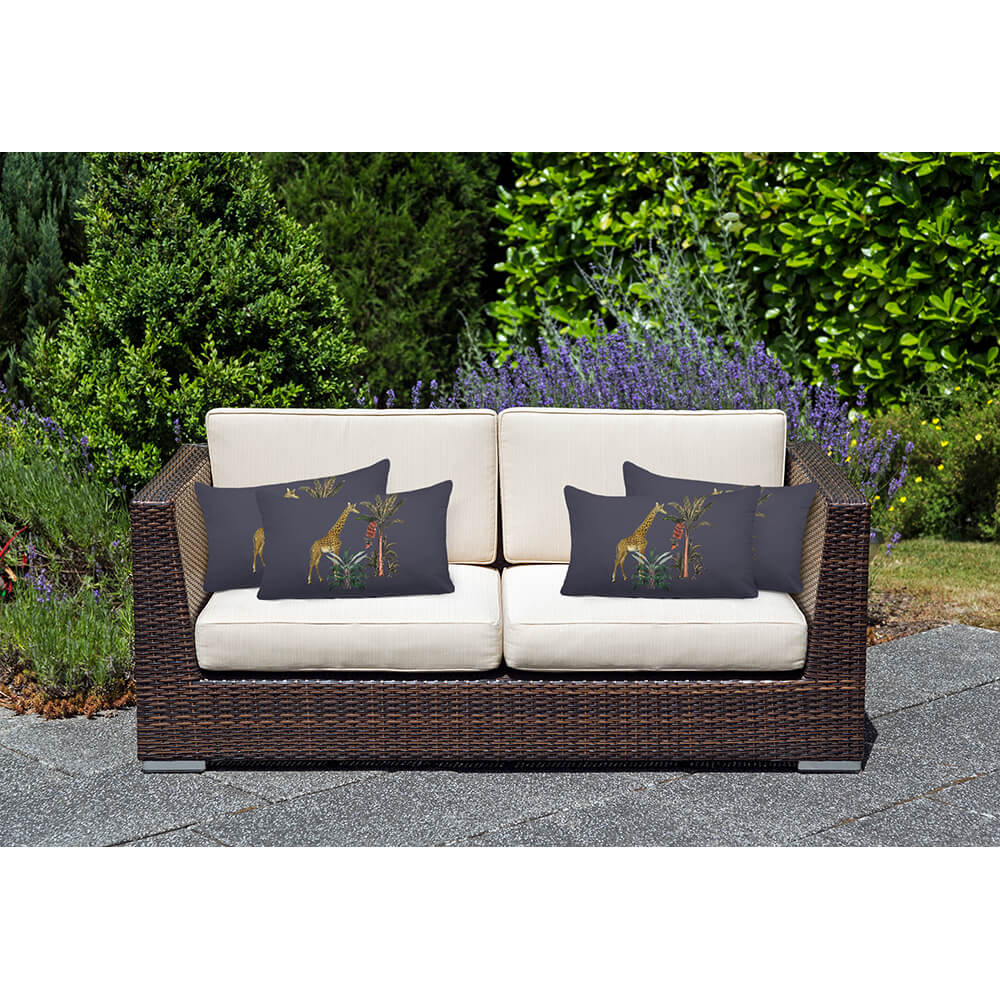 Outdoor Garden Waterproof Rectangle Cushion - Giraffe - Graphite 50 x 30 cm by Izabela Peters