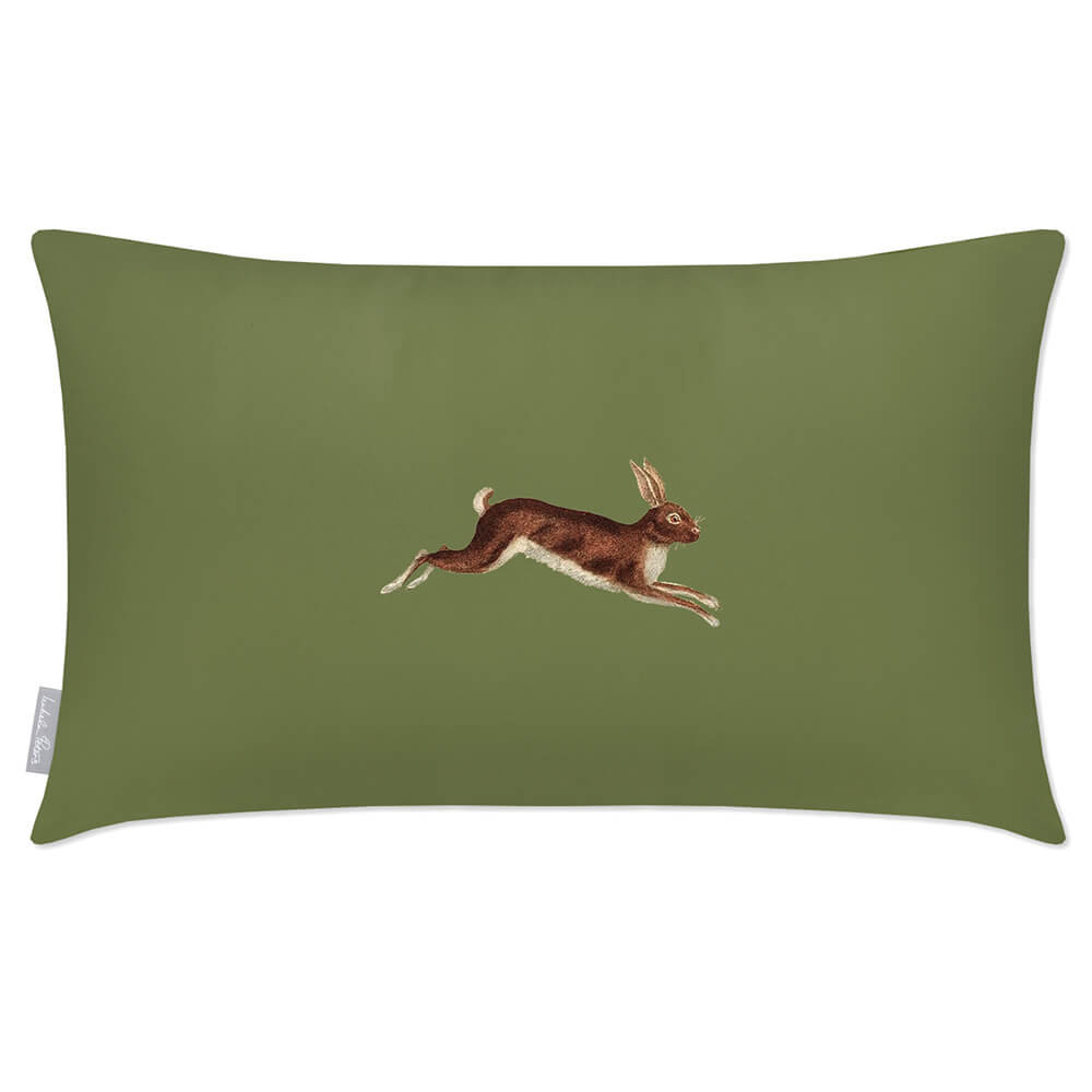 Outdoor Garden Waterproof Rectangle Cushion - Hare - Sage 50 x 30 cm by Izabela Peters