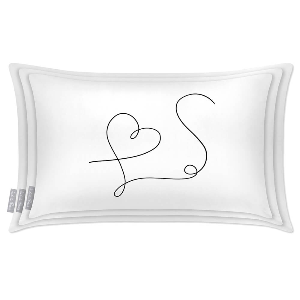 Outdoor Garden Waterproof Rectangle Cushion - Heart - White and Black 50 x 30 cm by Izabela Peters